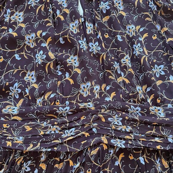 Nicholas Gemma Chiffon Mini Dress Pleated Keyhole Cutout Jasmine Floral 14 NWT - Picture 10 of 12